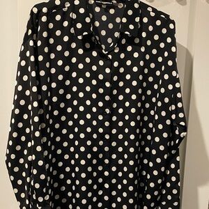 Karl Lagerfeld Black and White Polka Dot Button Down Shirt
